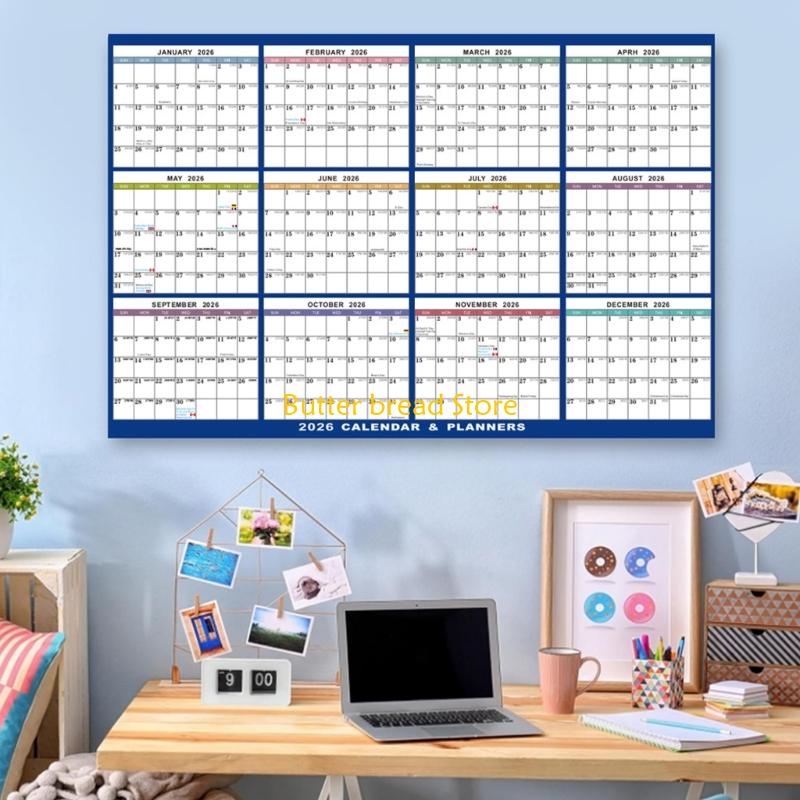 W89C 2026 Wall Calendar Planner 2026 Yearly Planner Erasable Calendar 59x88cm CN