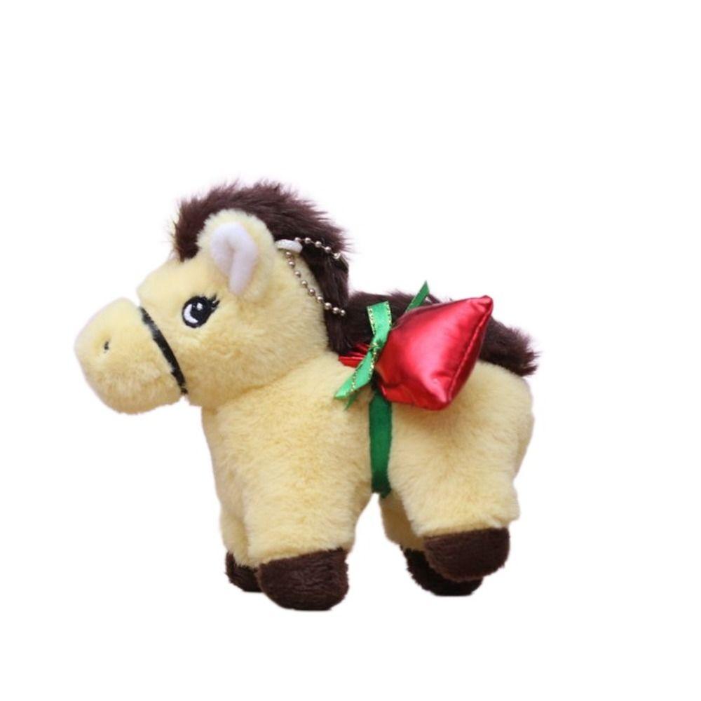 Chinese Style Vintage Pony Plush Keychain PP Cotton Chinese Horse Plush Keyring Birthday Gift