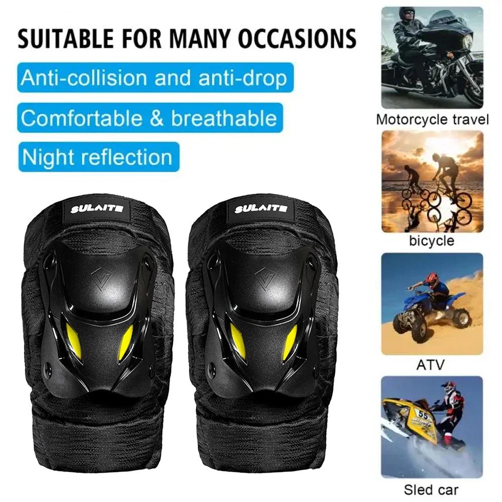 1Pair Motorcycle Knee Elbow Guards Pads Black Motocross Racing Protective Gear for Electric Bike Mountain Biking