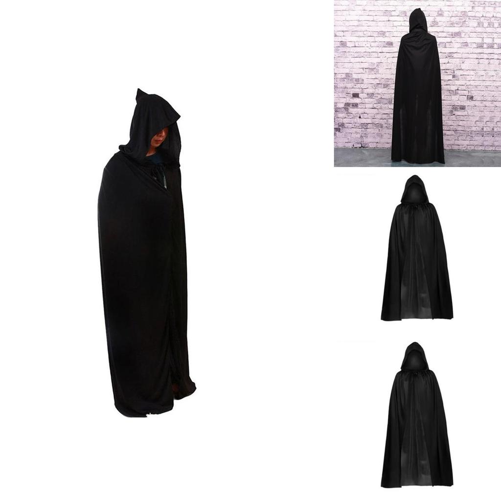 Halloween Cloak Cosplay Grim Reaper Vampire Witch Wizard Robe Party Adult Children Black Cloak Cape