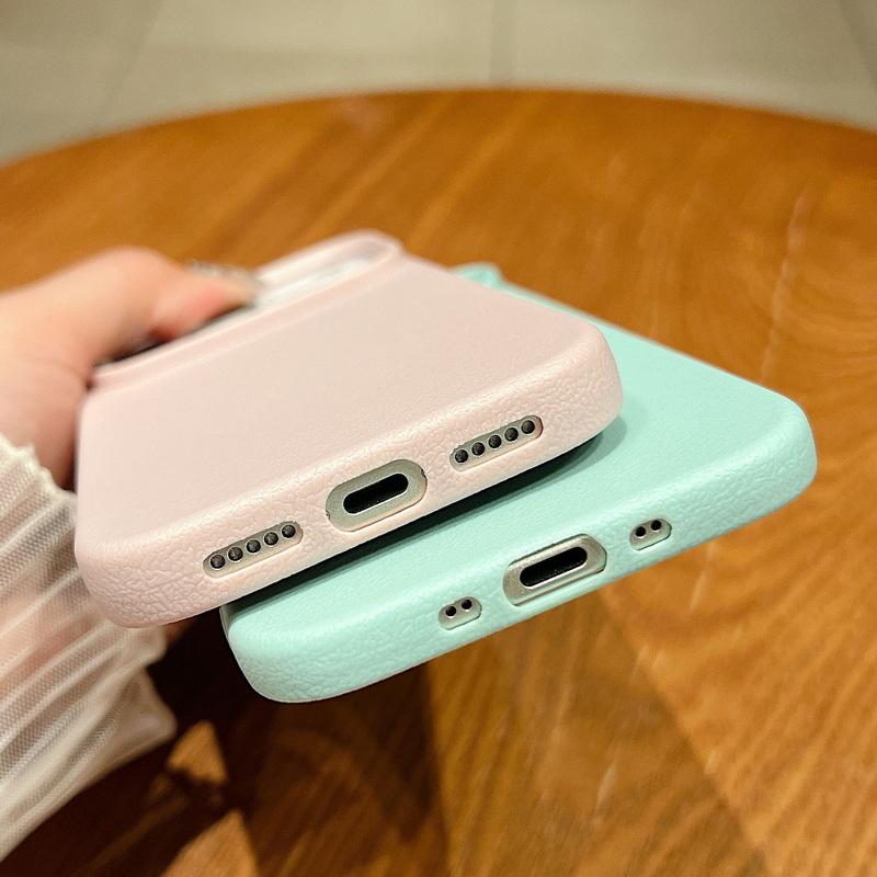 Leather Texture Soft TPU Shockproof Phone Case For iPhone 17 Air 16 15 Pro Max 12 13 14 15 Pro 11 Solid Color Silicone Cover Fundas