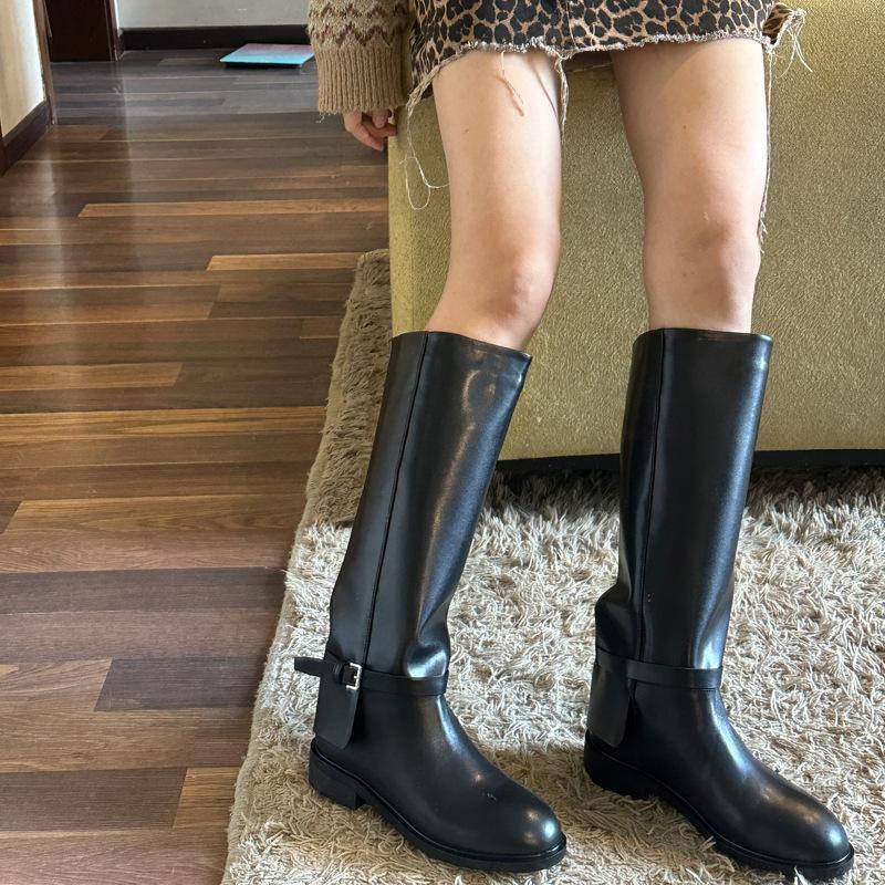 Fashion 2025 Women Autumn Winter Slip-On High Boots for Woman's Luxury Design Brand Round Toe Riding Boots Ladies Motorcycle Botas