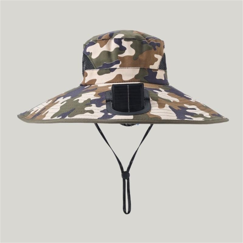 Solar Powered Cooling Hat With Solar Fan Adjustable Fan Breathable Neck Flap For Outdoor Fishing Camping Hiking