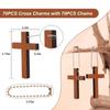 70Pcs Wooden Crossed Shape Pendant Bag Ornament with Beaded Chain for Christmas Tree Decoration Festival Celebration