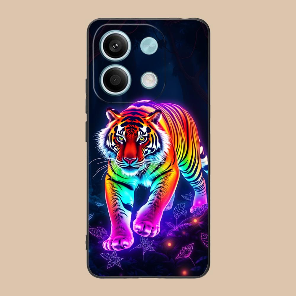 Tiger Neon Mobile Cell Phone Case for Xiaomi 15 14 13 12 Mi 11 T Ultra Lite Pro S X 5G Colorful Printing Cover Luxury Pretty