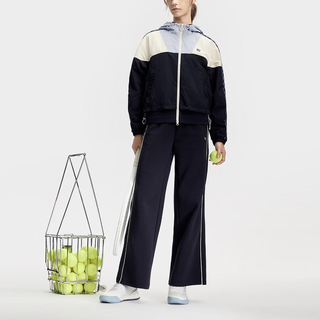 FILA Color Block Hooded Tennis Knit Jacket Women jackets Royal-Blue A11W413702FNV