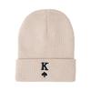 Knit Hat with Heart-Shaped K Letter Embroidery - European & American Style Warm Acrylic Pullover