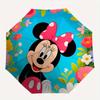 Minnie Mouse, Floral Background Automatic Opening and Closing Umbrella, Compact Travel Umbrella, Lightweight and Portable, Suitable for Beac