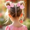 2Pcs Butterfly Hair Clips Baby Solid Ribbon Bows Barrette Sweet Diamond Flower Hairpin Children School Headwear Girls Accesories