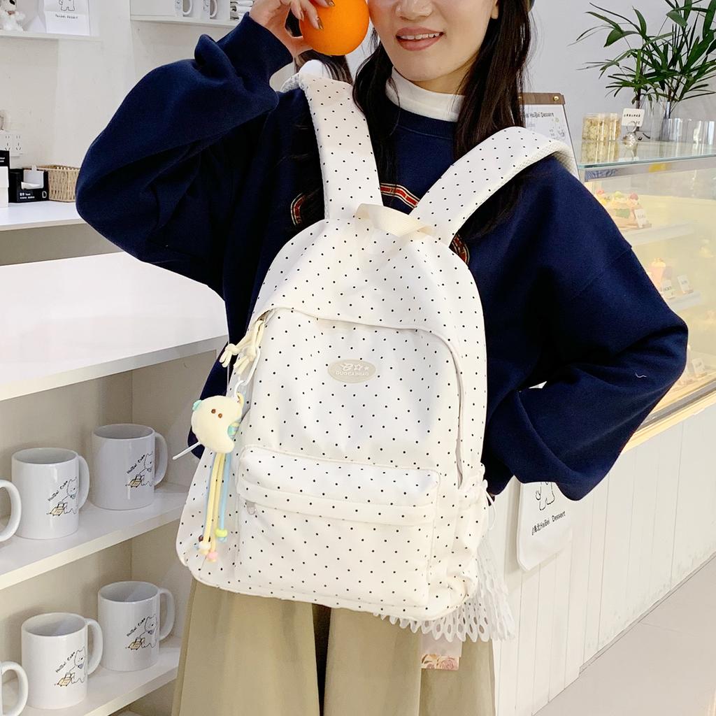 Schoolbag fashion Korean version niche polka dot simple primary school students lightweight versatile ins wind outdoor leisure large capacity backpack