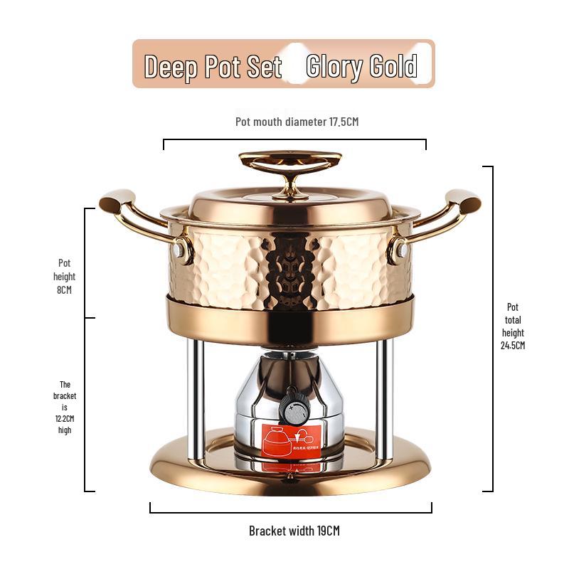 Hammered Texture Inflatable Single-Person Hot Pot, Stainless Steel Heating, Home Use