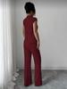 2026 New Style Women's Solid Color Short Sleeve Top & Ribbed Casual Pants Set
