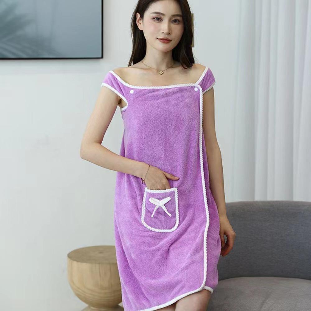 Coral Fleece Bath Skirt Wearable Wrap Home Bath Robe Adult Women Thickened Absorbent Towel Bath Dress