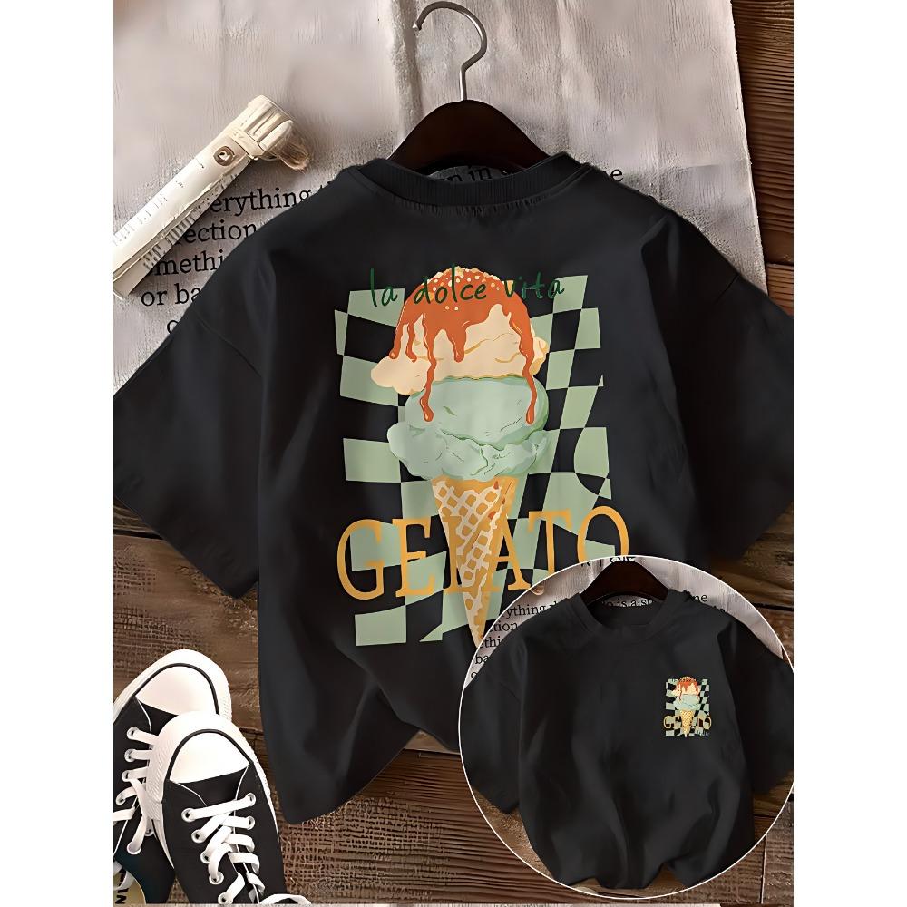 

Funny La Dolce Vita Quote T-Shirt Women Cute Gelato Graphic Tee Summer Casual Short Sleeve Top Loose Fit Streetwear Fashion Tee S