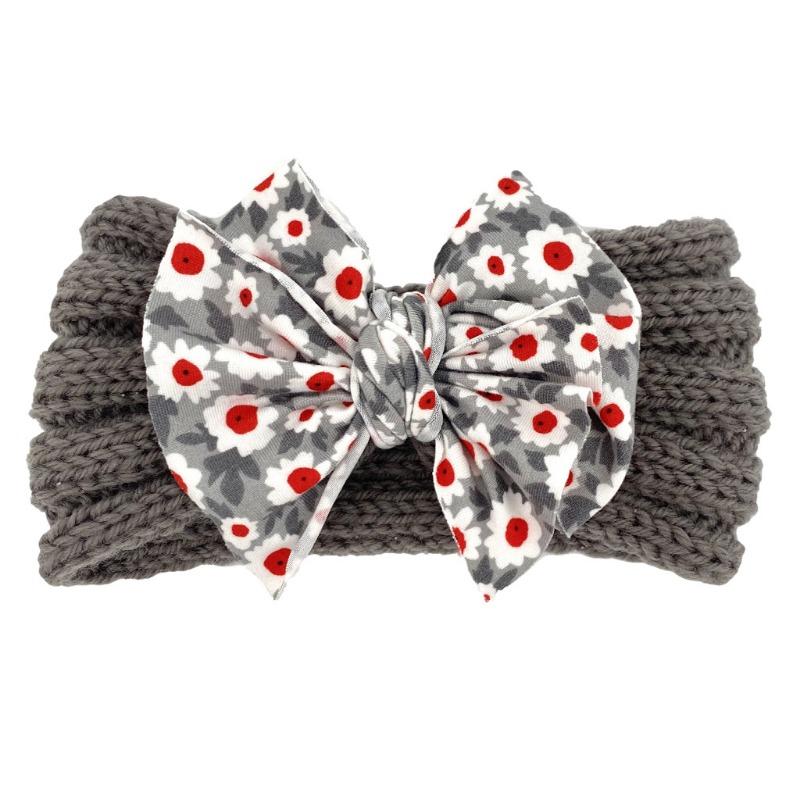 New children's headband headband, printed bow knitted wool headband, baby headgear hair accessories Baby