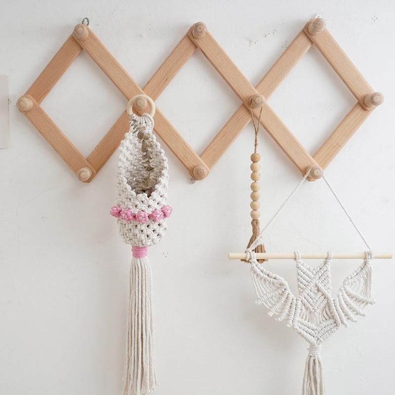 Cotton Weave Wall Pocket Wall Hanging Basket, Apartment Decorative Basket for Flower Display Plant and Home Organization