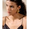 Yhpup Elegant Imitation Pearls Stainless Steel Flower Big Stud Earrings Women Golden Rust Proof Trendy Jewelry Party Gift