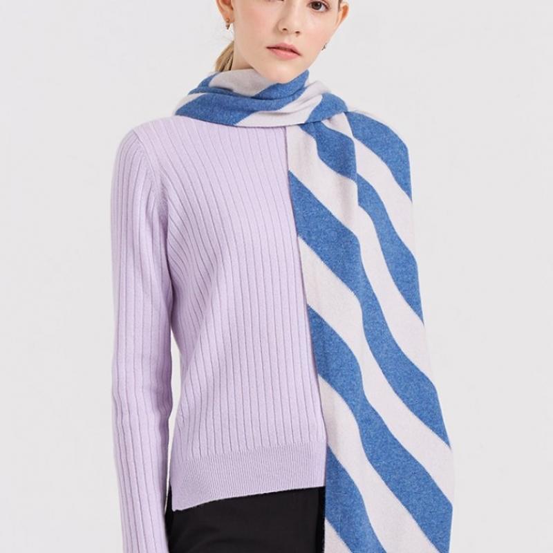 Dal Cashmere Bi Color Cashmere Scarf Blue Gray