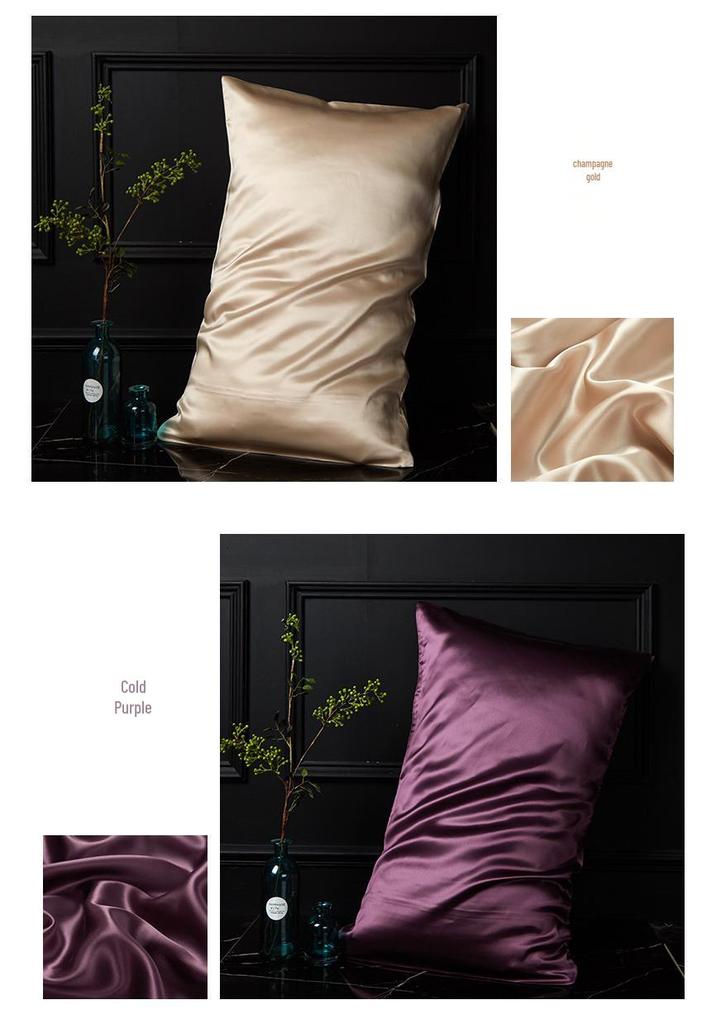 European Style Pure Mulberry Silk Double-Sided Pillowcase, Solid Color, Envelope Style, Beauty Pillowcase.