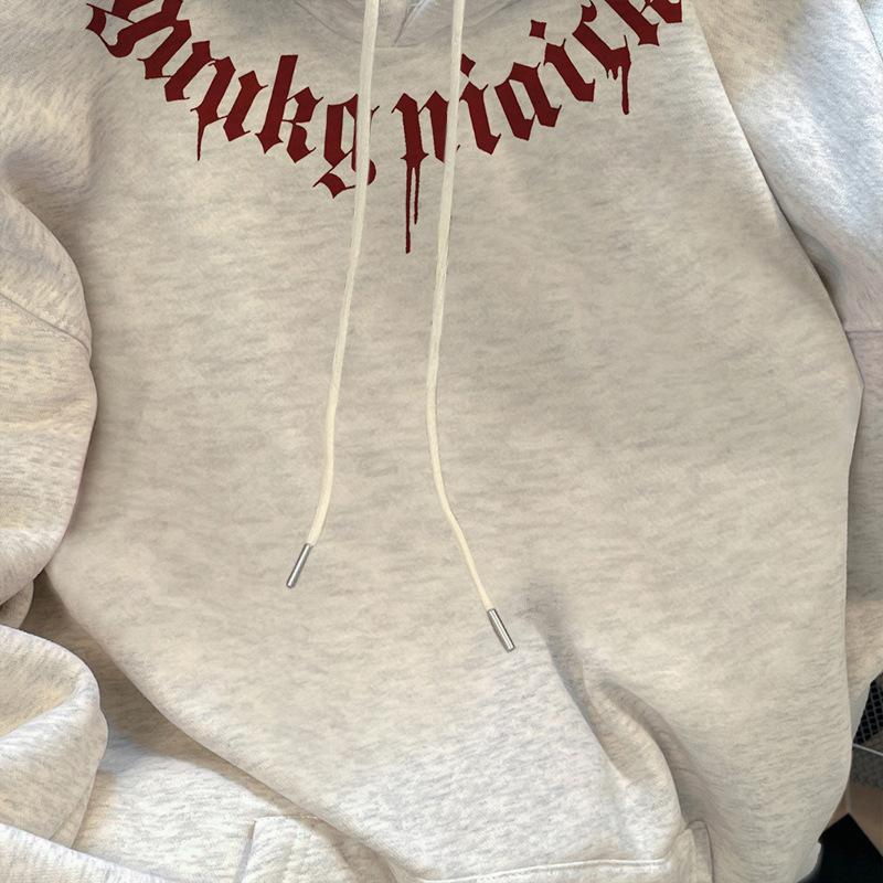 Autumn and Winter Heavy American 2026 New Men's Hooded Print Fleece Thickened Couple Sweater Jacket Women