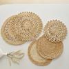 Bohemia Round Woven Placemats for Dining Table Braided Heat Resistant Non-Slip Weave Water Hyacinth Table Mats Table Decoration