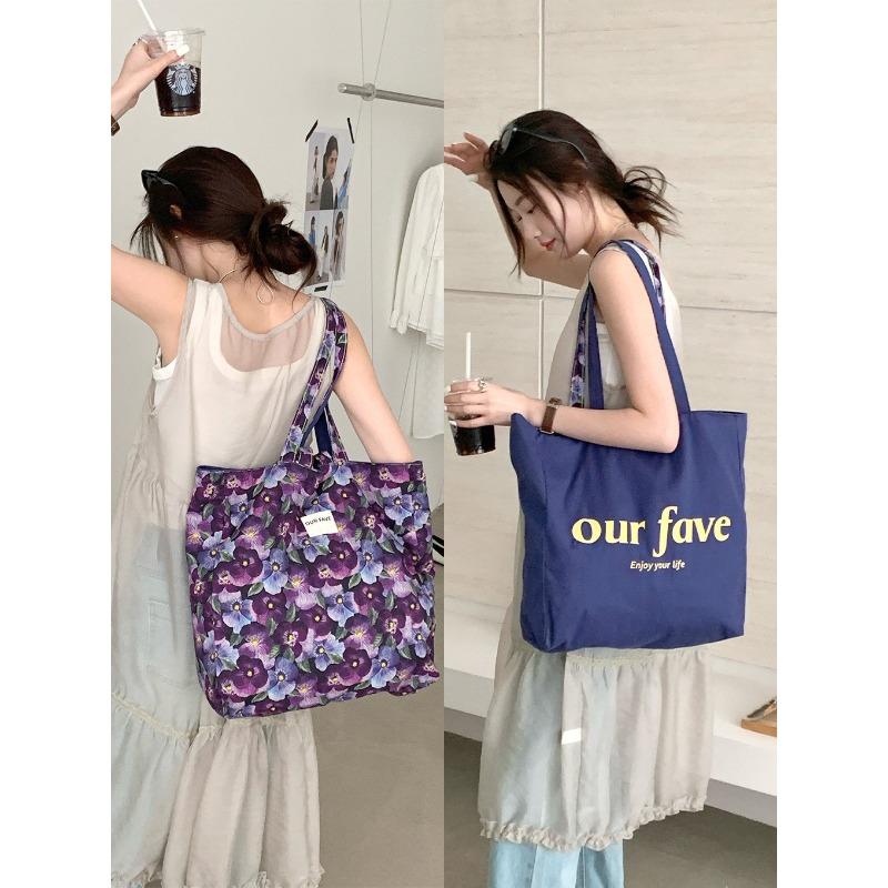 Spring and summer new products bright green double-sided bag fresh floral tropical shoulder bag summer versatile handbag