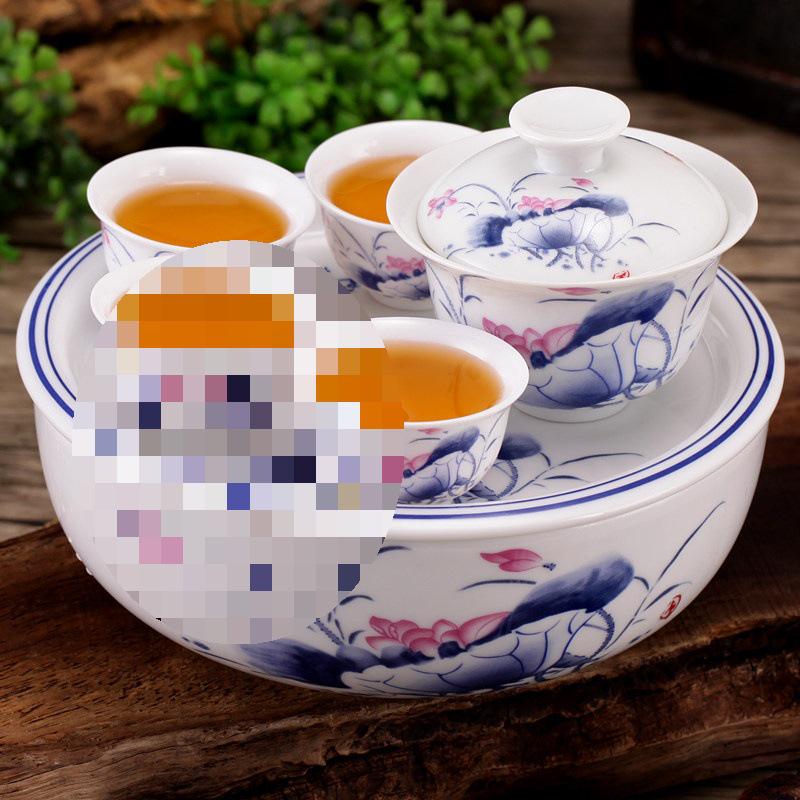 Portable Ceramic Kung Fu Tea Set with Tray and Travel Bag