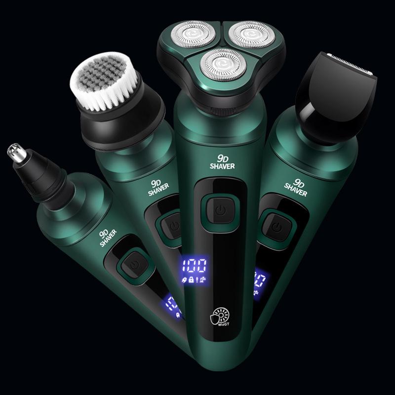 9D High-Power Electric Shaver with Digital Display, USB Charging, Washable Design, Floating Razor & Multifunctional Beard Trimmer