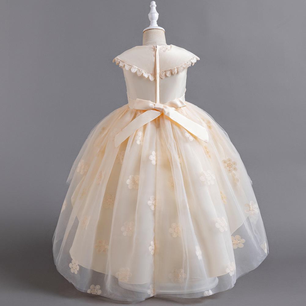 Girls' formal dresses with trains, puff-skirted princess dresses, high-end dresses, and stage performance gowns