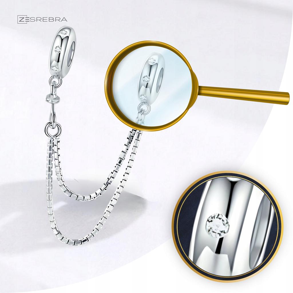 Charms Chain 925 Security Double Cubic Zirconia Beads Crystal