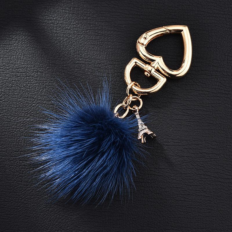 

Mink Fur Love Keychain Elegant Fur Small Pendant Fur Ball Alloy Love Keychain