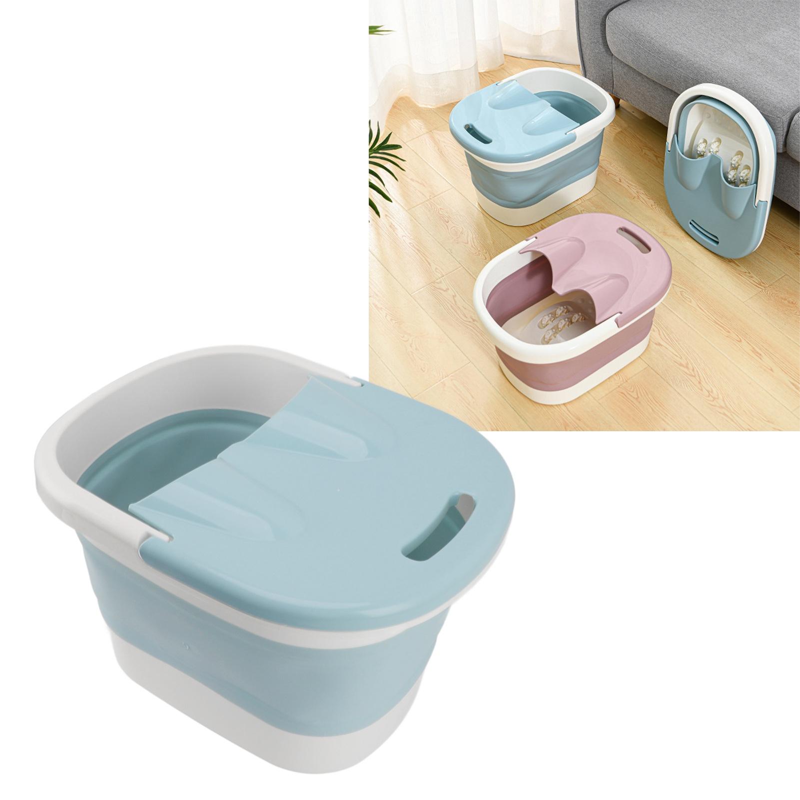

Foot Bath Tub Heightened Collapsible Portable Massage Function with Lid Foot Soaking Bucket for Home