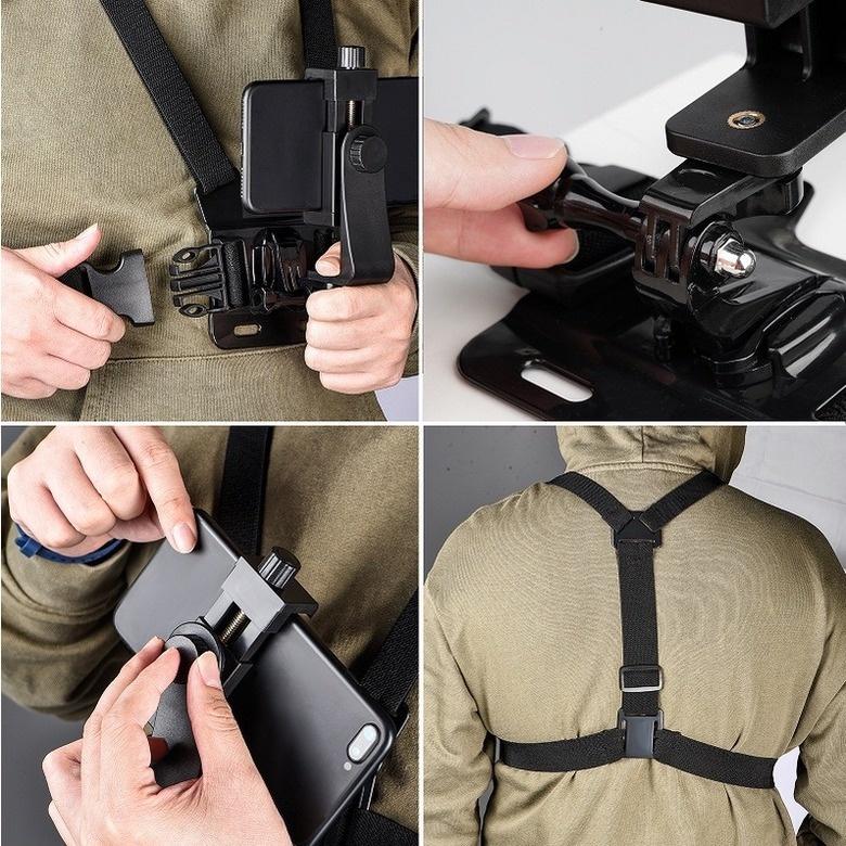 Suport de montare pentru curea pentru piept pentru telefonul mobil Suport video pentru primul unghi Clip fix Accesorii pentru transmisie în direct