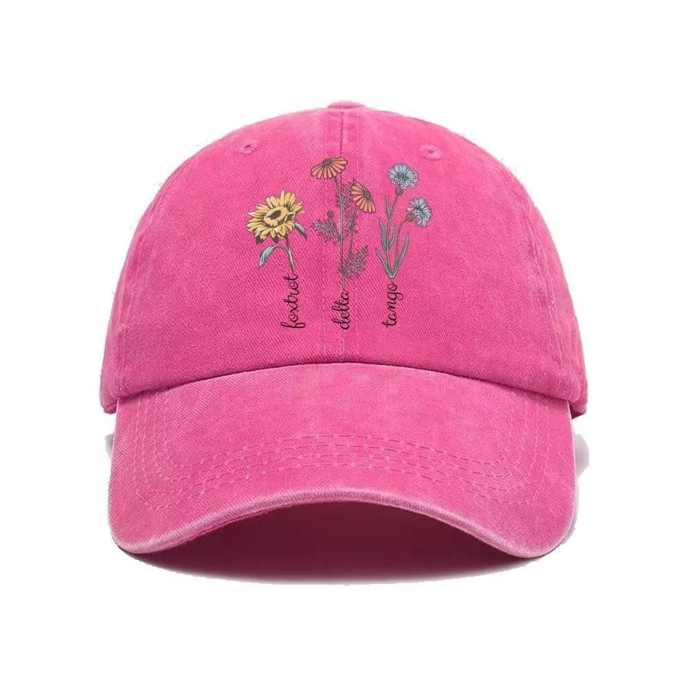 Vintage Printed Baseball Cap Washed Snapback Cap Retro Dad Sun Hat Daily Wear