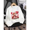 Crewneck Sweatshirt for Girls Featuring a Teddy Bear with a Heart Balloon, Suitable for Machine Washing. Ideal for Spring And Autumn