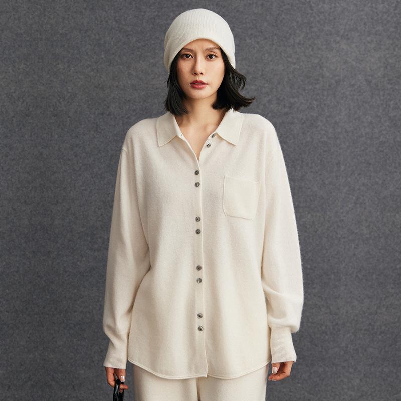 Autumn/Winter 2026 Women's Cashmere Polo Collar Knit Cardigan