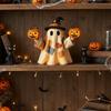 Resin Made Patchwork Ghost Light Lightweight Button Cell Battery Operated Ghost Pumpkin Lantern 3D Shaped Soft Glow