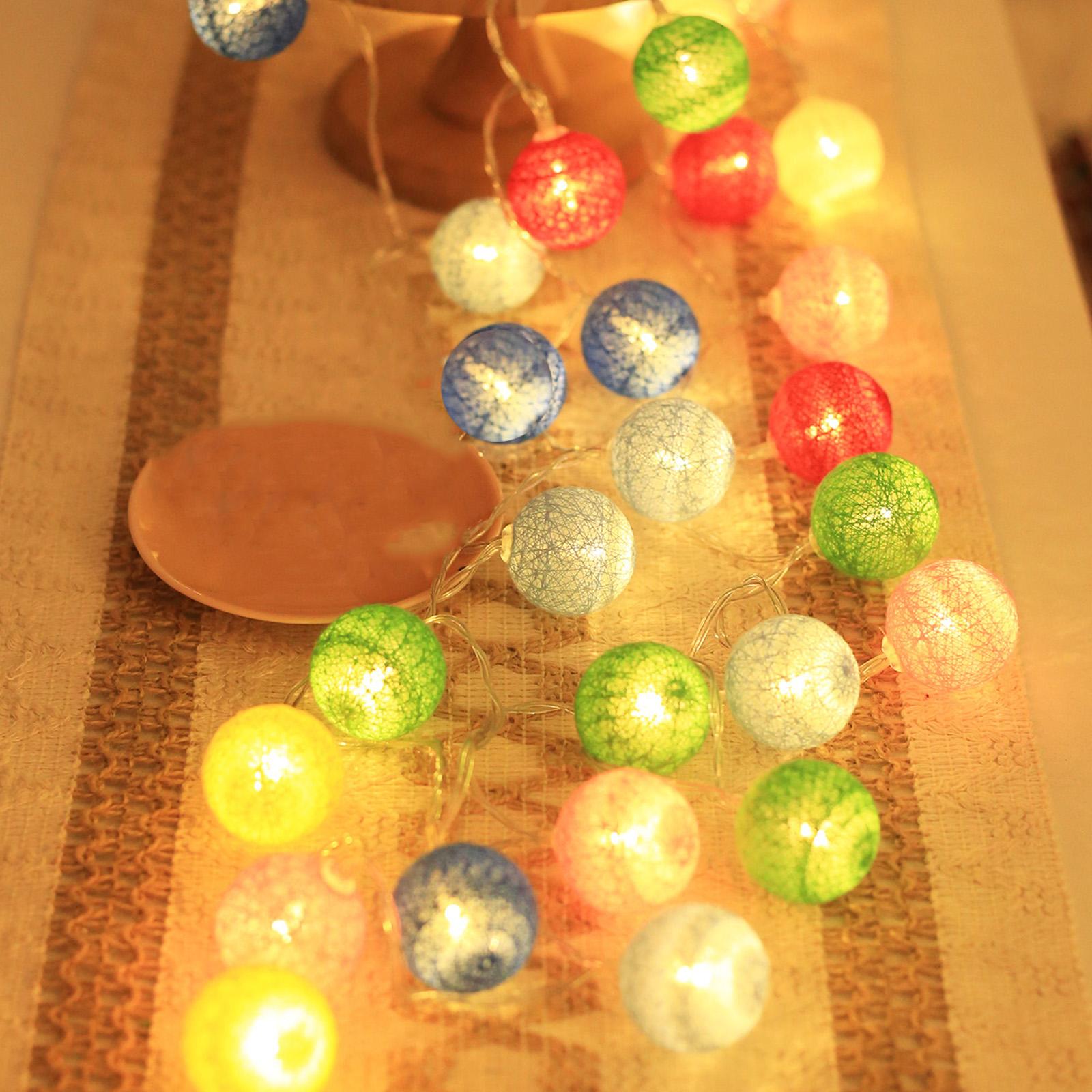 

10/20 светодиодных ватных шариков, гирлянды в виде фей, работающие от батареек, многоцветные гирлянды в виде шаров для помещений, рождественские праздничные украшения 10 Balls 10LEDs разноцветный