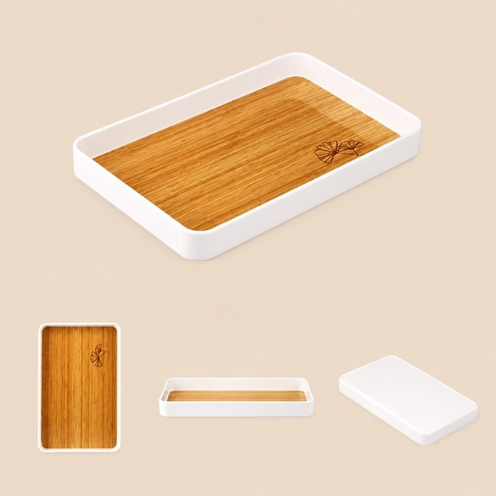 Imitation Wood Grain Storage Tray Stackable Dessert Fruit Tray Food Serving Tray Restaurant Table