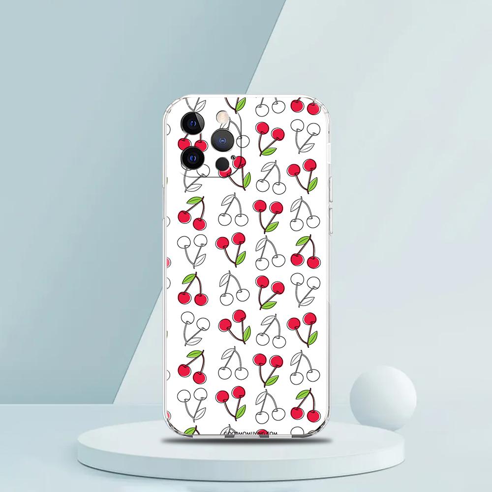 Cute Cherry Bow Luxury Phone Case For iPhone 18 16 15 14 13 12 11 Pro Max XS X XR SE 7 8 Plus Soft Silicone Clear Cover