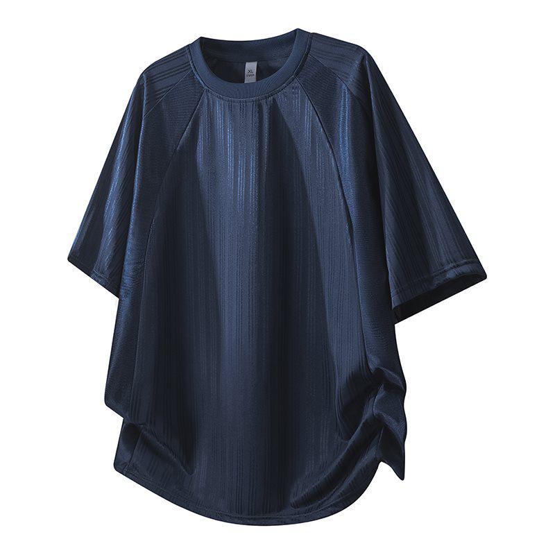 Men's Casual Plain Round Neck T-shirt: Breathable, Skin-Friendly, High-Quality Short-Sleeve Top for Summer.