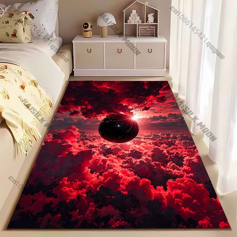 Surreal Skies Black Sphere Carpet Yoga Living Room Room Decor Children's Crawling Mat Doormat Area Rug Games Mat
