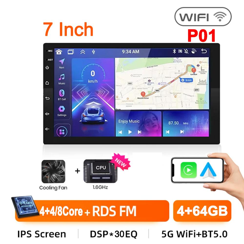 2Din Car Radio 7"/9"/10" Universal Android 13 Autoradio 64G GPS BT Car Audio Carpaly Multimedia Player For Hyundai Nissan Toyota