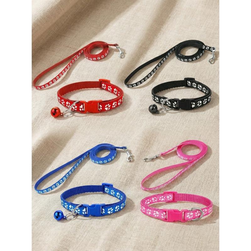 Set Guinzaglio e Collare per Gatti in 1 Pezzo con Ciondolo Zampa Carino - Collare Regolabile per Gattini Morbida Collana per Animali Domestici per Cani Piccoli Perfetto per Gattini Cuccioli