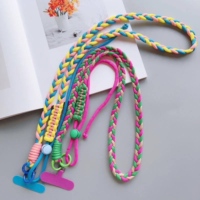 1 Piece Crossbody Can Carry Colorful Phone Lanyard Strap Hanging Chain Pendant Woven Mobile Phone Lanyard