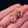 2PCS/Lot Anime Princess Long Hair Sun Crystal Crown Charm Necklace Rapunzel Rhinestone Girl Gift Pendant Chain Elegant Jewelry