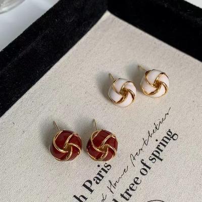 French Enamel Drip Oil Earrings Korean Japanese Baodamine Ear Studs Vintage Unique Design Sensation Ear Jewel