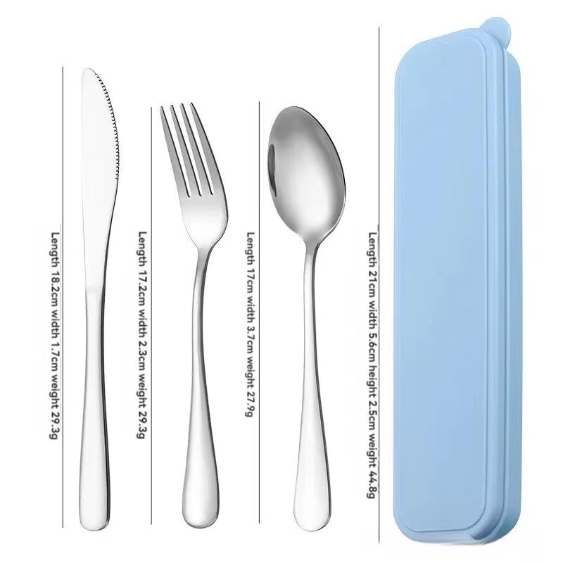 Portable Travel Utensils Set with Case Reusable Stainless Steel Silverware Flatware Camping Cutlery Include Fork Spoon Knife