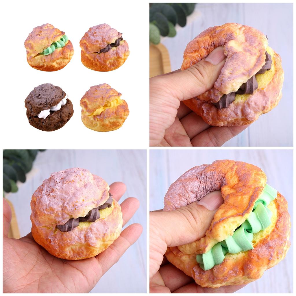Realistic Artificial Puff Bread Model for Bakery Display Simulation Bread Dessert Model Photography Props for Decoration