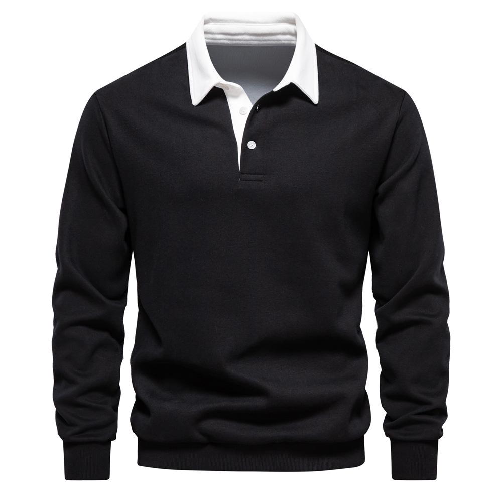 2024 Men's European Size Long Sleeve Polo Collar Sweatshirt - High Quality, Casual, and Versatile